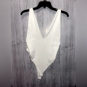 White V-Neck Body Suite